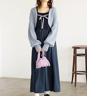 GeeRA（ジーラ）の「ニットボレロ＆ドッキングワンピースセット（ドッキングワンピース）」｜ブルー&times;ネイビー