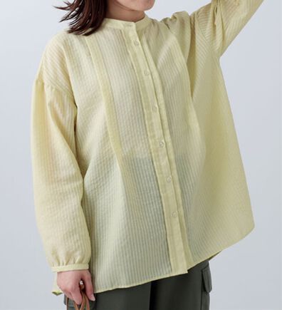 BELLUNA（ベルーナ）の「シアーストライプ素材シャツチュニック（チュニック）」