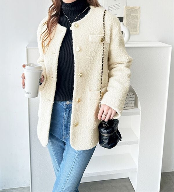 リングウールライク金ボタンジャケットコート - ベルーナ【公式】