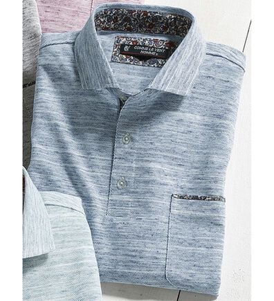 「＜コムルヴァン・オム＞大人のメランジ鹿の子ポロシャツ（メンズポロシャツ）」