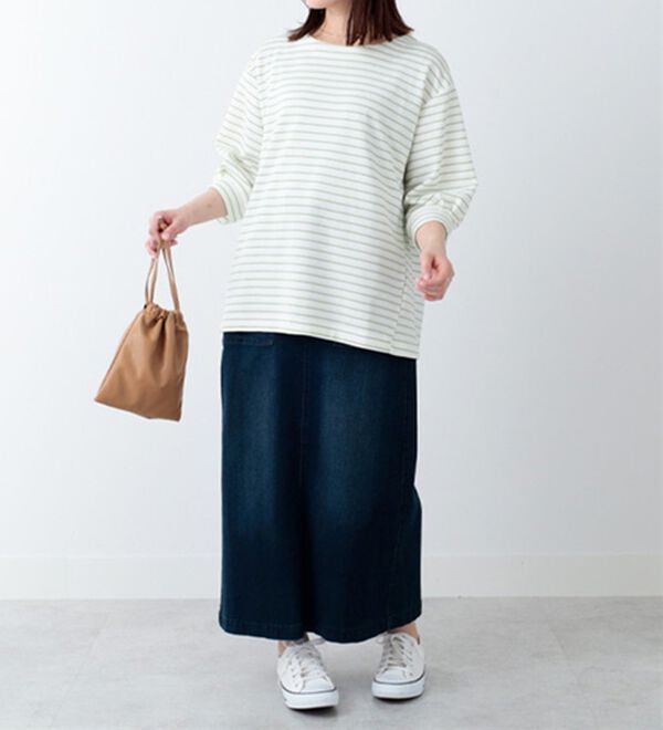 BELLUNA（ベルーナ）の「リップルボーダー袖タックプルオーバー（カットソー）」｜詳細画像