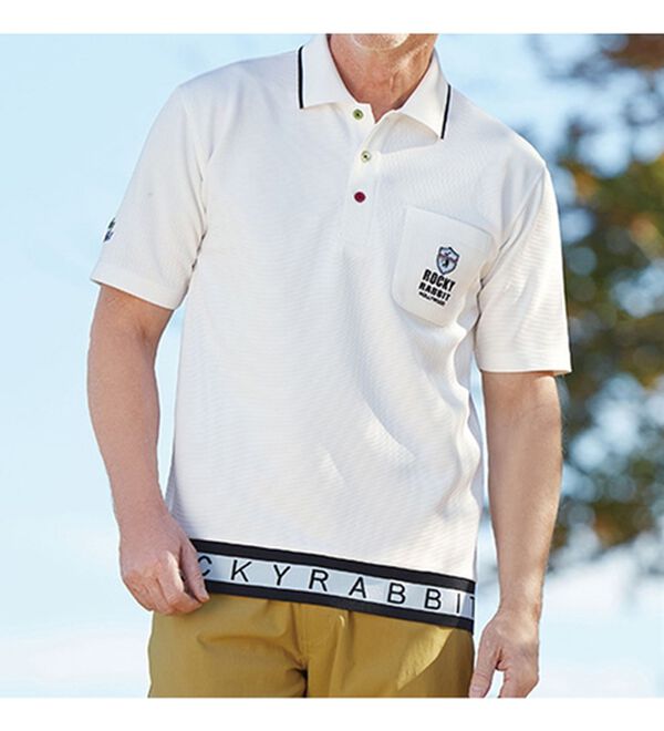 「【２色組】＜ロッキーラビット＞裾リブデザインポロシャツ（メンズポロシャツ）」｜詳細画像