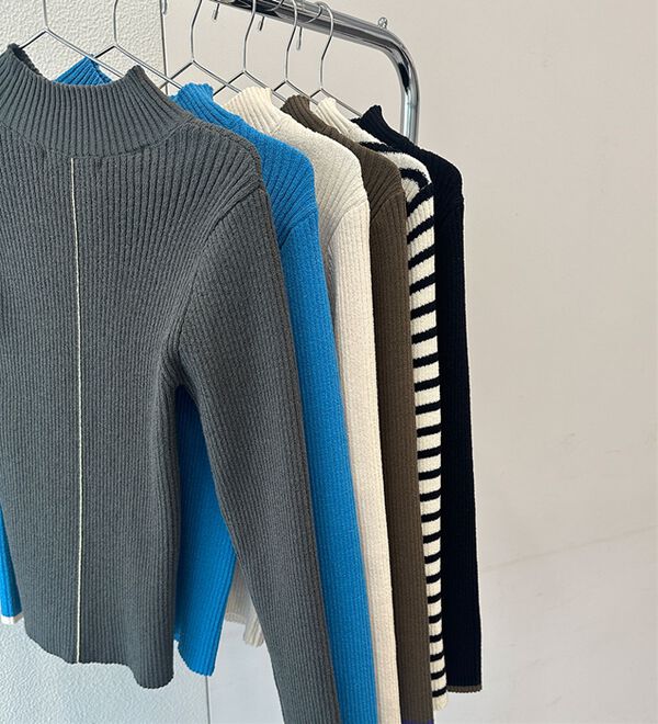 RANAN（ラナン）の「もちもちリブパイピングハイネックニット（ニット・セーター）」｜詳細画像