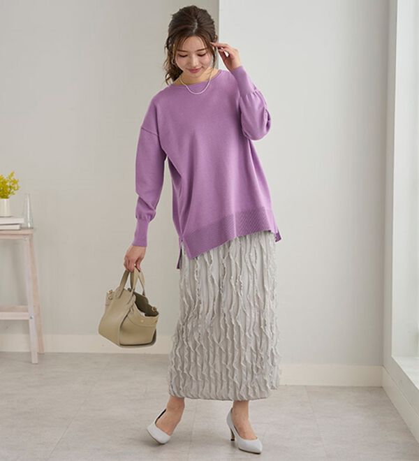 BELLUNA（ベルーナ）の「チュニックの下にはくストライプフリルスカート（ロングスカート）」｜詳細画像