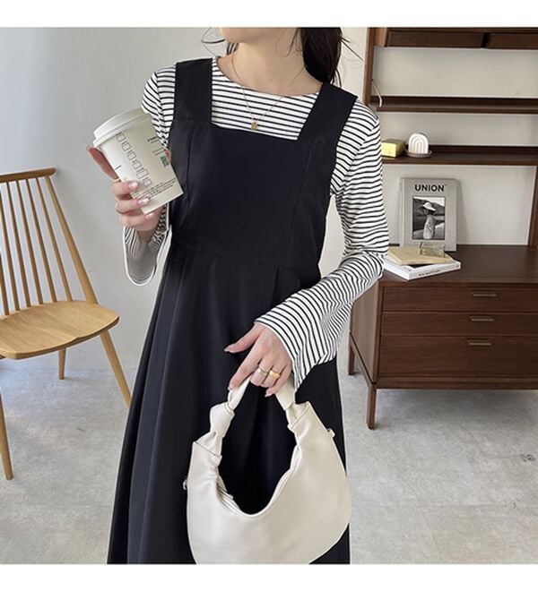 GeeRA（ジーラ）の「スクエアネックフレアージャンパースカート（ジャンパースカート）」｜詳細画像