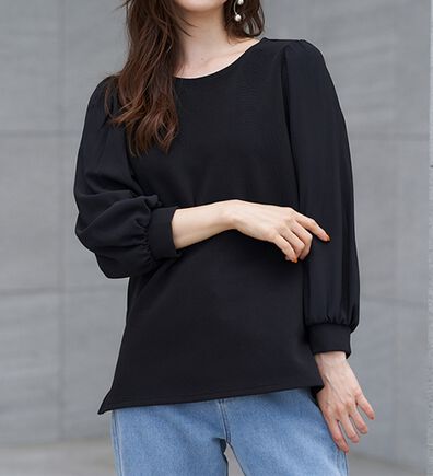 RANAN（ラナン）の「リップル素材ボリューム袖プルオーバー（カットソー）」