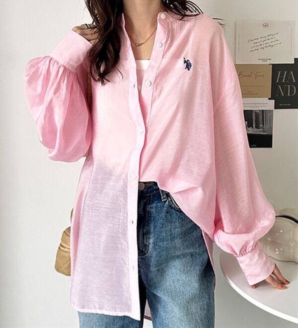 GeeRA（ジーラ）の「【Ｕ．Ｓ．　ＰＯＬＯ　ＡＳＳＮ．】バンドカラーシアーシャツ（シャツ）」｜詳細画像