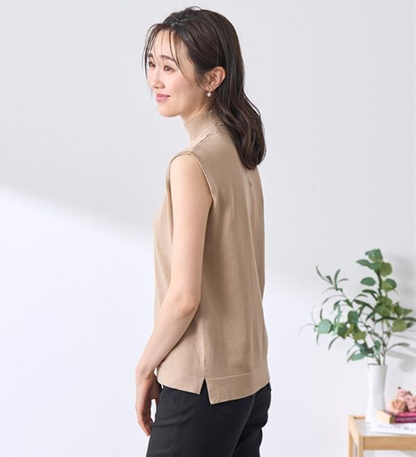 BELLUNA（ベルーナ）の「【選べるデザイン】Ｔシャツが苦手な方に！ひんやり綿混ニットＴ（ニット・セーター）」｜詳細画像