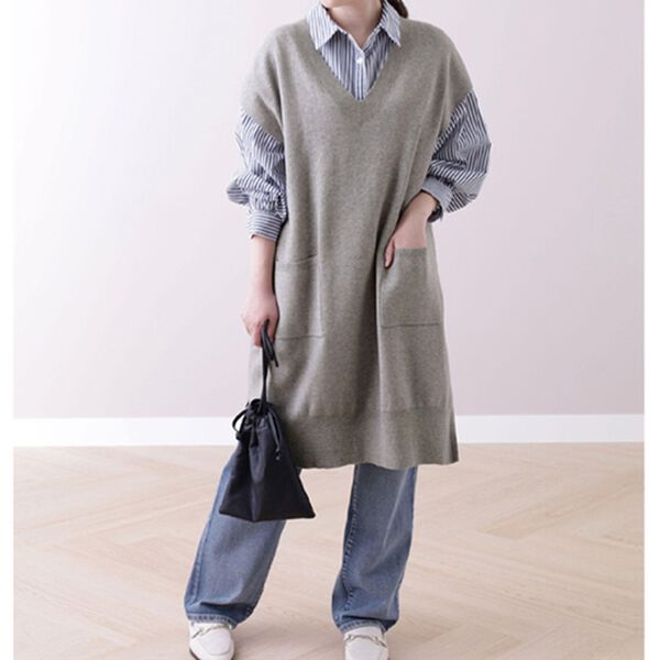 BELLUNA（ベルーナ）の「Ｖネックニットチュニックベスト（ベスト）」｜詳細画像