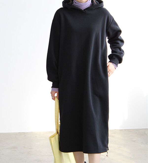 GeeRA（ジーラ）の「裏起毛裾ファスナーパーカーワンピース（カットソーワンピース）」｜詳細画像