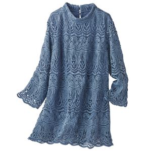 BELLUNA（ベルーナ）の「華やかパネルレースハイネックブラウス（ブラウス）」｜ブルーグレー