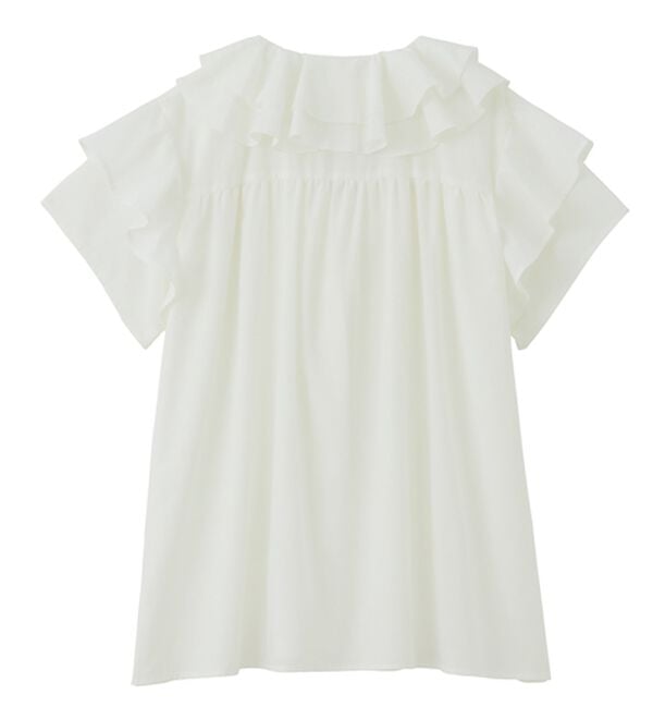 RANAN（ラナン）の「ビッグカラーフリルハーフスリーブブラウス（シャツ）」｜詳細画像