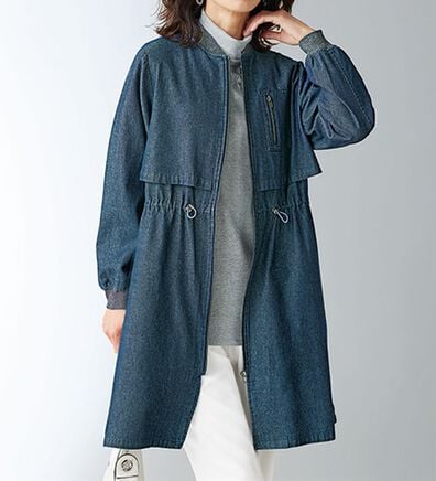 BELLUNA（ベルーナ）の「デニム素材中わたベスト付重ねデザインコート（ロングコート）」