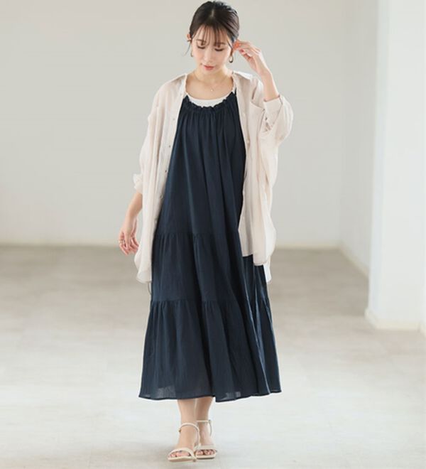 A HAPPY MARILYN（アハッピーマリリン）の「【Ｌ～６Ｌ】【風通るプレミアム】ティアード切替キャミワンピース（ロングワンピース）」｜詳細画像