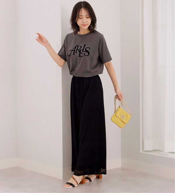 BELLUNA（ベルーナ）の「幾何柄レースプリーツワイドパンツ（ワイドパンツ・ガウチョ）」｜詳細画像
