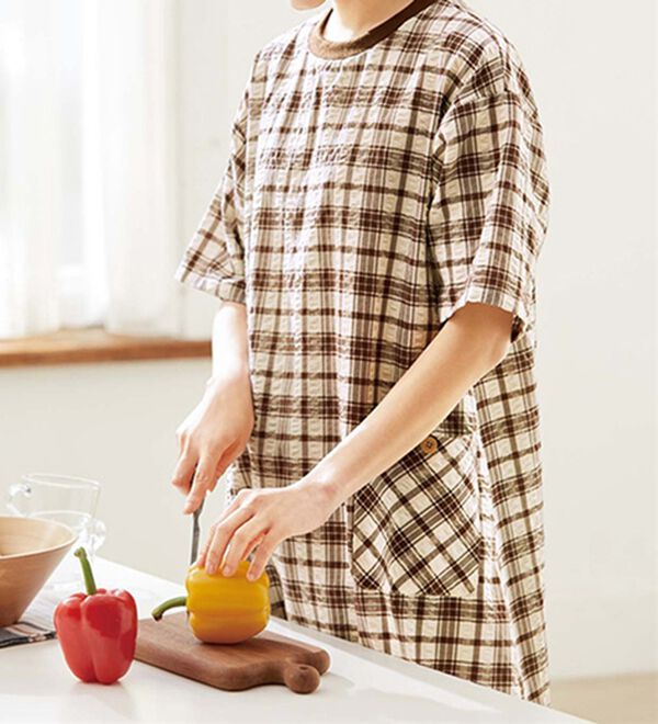 LAVIENNE（ラヴィエンヌ）の「【２枚組】綿１００％サッカー素材の涼やか家事服（パジャマ・ルームウェア）」｜詳細画像