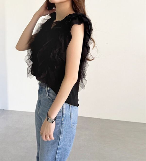 GeeRA（ジーラ）の「シアーフリルブラウス（ブラウス）」｜詳細画像