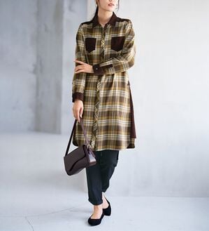 BELLUNA（ベルーナ）の「コーデュロイ切替チェックワンピース（その他ワンピース）」｜詳細画像