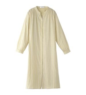 BELLUNA（ベルーナ）の「綿100％ダブルガーゼ素材ワンピース（その他ワンピース）」｜イエロー系ストライプ