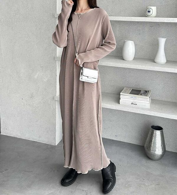 GeeRA（ジーラ）の「全骨格対応！配色プリーツワンピース（カットソーワンピース）」｜詳細画像