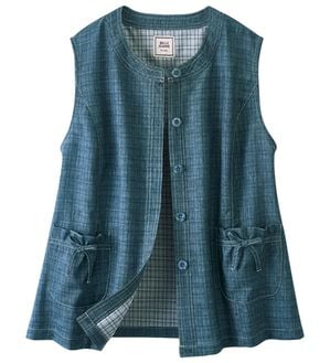 ルフラン（ルフラン）の「リボンポケットの裏チェックベスト（ベスト）」｜ネイビー系