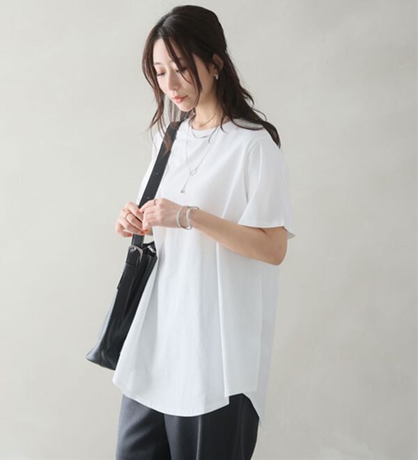 A HAPPY MARILYN（アハッピーマリリン）の「【Ｌ～９Ｌ】綿１００％！まるで魔法のお腹カバー裾フレアＴシャツ（Tシャツ）」｜詳細画像