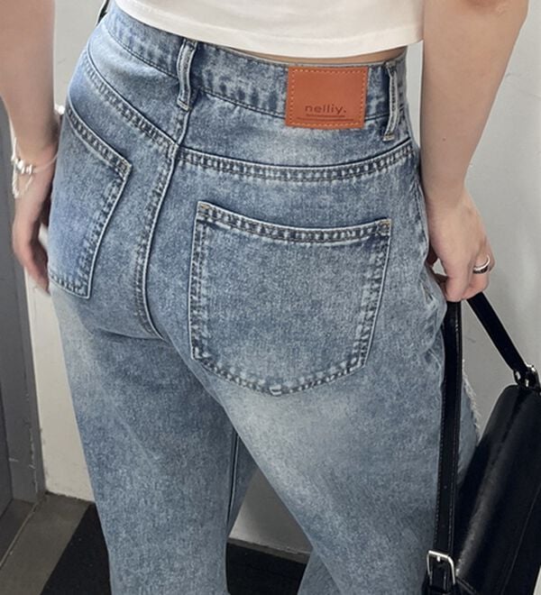 GeeRA（ジーラ）の「オリジナルパットダメージワイドデニム（ワイドパンツ・ガウチョ）」｜詳細画像