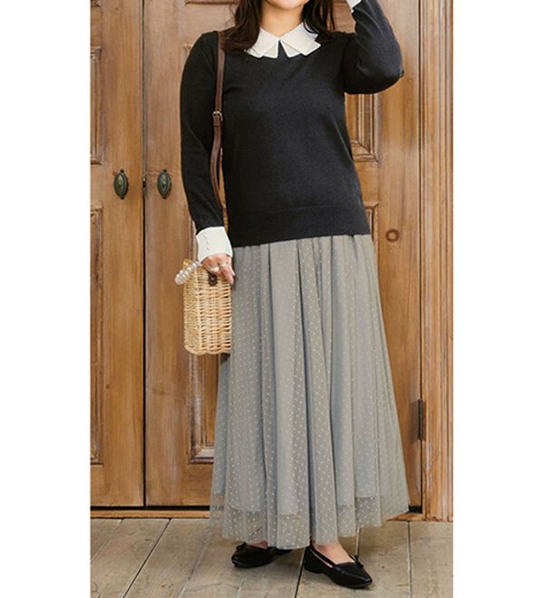 BELLUNA（ベルーナ）の「配色衿ニットプルオーバー（ニット・セーター）」｜詳細画像