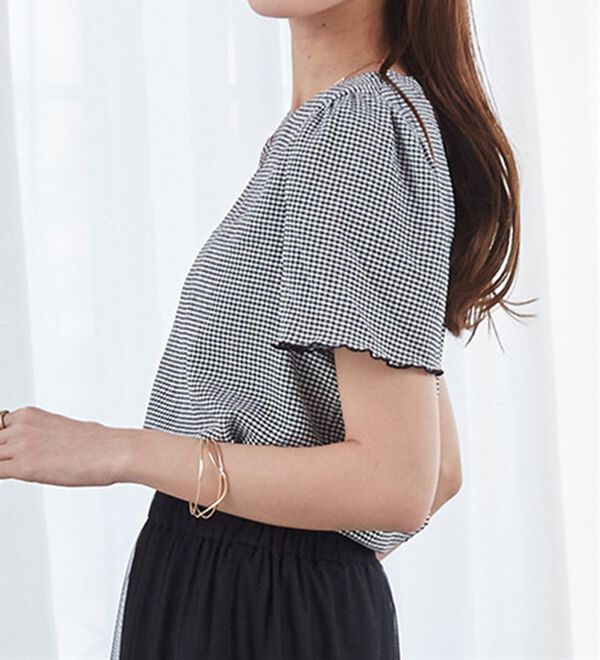 RANAN（ラナン）の「ギンガムチェック楊柳Ｔブラウス（カットソー）」｜詳細画像