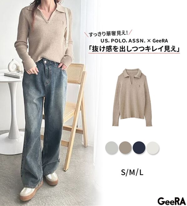 GeeRA（ジーラ）の「【U.S. POLO ASSN.】ポロ衿リブニット（ニット・セーター）」｜詳細画像