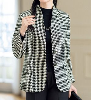 ルフラン（ルフラン）の「シルクノイル混デザイン衿ジャケット＜クイレス＞（その他ジャケット）」｜千鳥柄