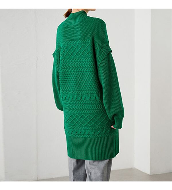 RANAN（ラナン）の「レイヤード風編地柄ロング丈ニット（チュニック）」｜詳細画像