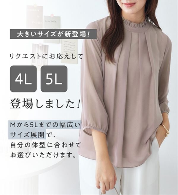 Viola e Viola（ヴィオラ エ ヴィオラ）の「フリル衿シフォンタックブラウス（ブラウス）」｜詳細画像