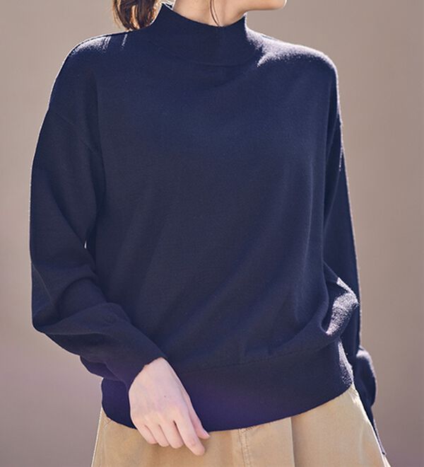 RANAN（ラナン）の「もちもちベーシックニット（Vネック・ハイネック）（ニット・セーター）」｜詳細画像