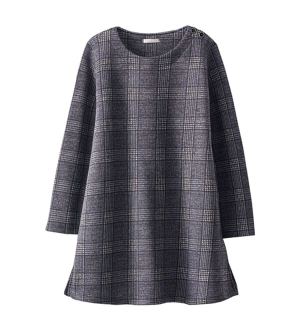 BELLUNA（ベルーナ）の「裏起毛素材チェック柄チュニック（チュニック）」｜詳細画像