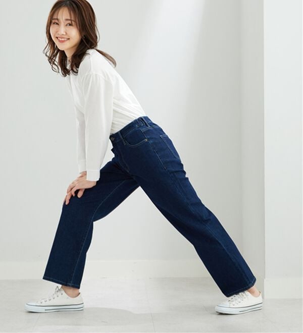 BELLUNA（ベルーナ）の「デニム素材美脚見えワイドパンツ（ワイドパンツ・ガウチョ）」｜詳細画像