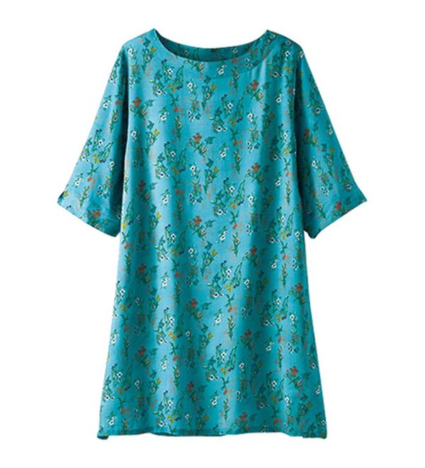 BELLUNA（ベルーナ）の「レーヨンプリント肩ボタン使いチュニック（チュニック）」｜詳細画像