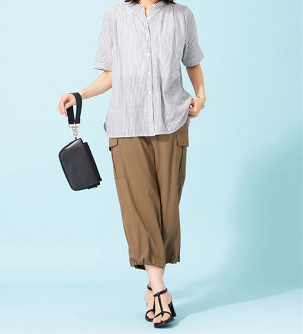 BELLUNA（ベルーナ）の「綿１００％バンドカラーシャツブラウス（ブラウス）」｜詳細画像