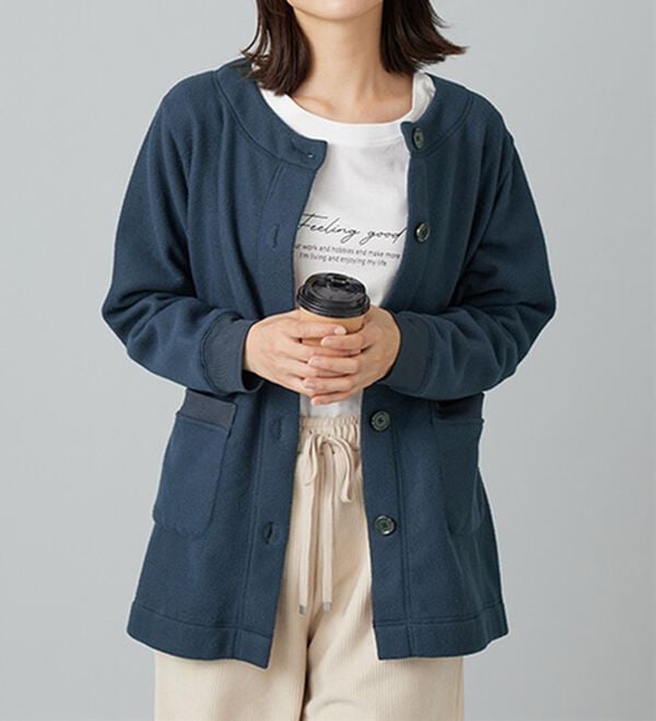 BELLUNA（ベルーナ）の「毎日着られる！快適フリースジャケット（セットアップ）」｜ネイビー