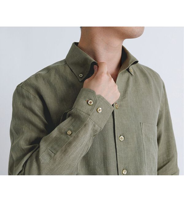 「＜コムルヴァン・オム＞大人のフレンチリネン１００％シャツ（メンズシャツ）」｜詳細画像
