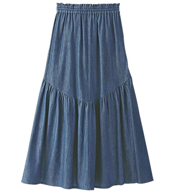 BELLUNA（ベルーナ）の「ふんわりギャザーのデニムスカート（ロングスカート）」｜詳細画像