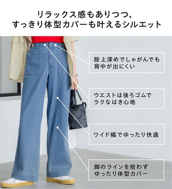 BELLUNA（ベルーナ）の「新感覚！メッシュデニムワイドパンツ（フルレングスパンツ）」｜詳細画像