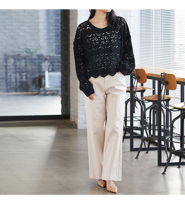 RANAN（ラナン）の「かぎ針風ショート丈プルオーバー（ニット・セーター）」｜詳細画像