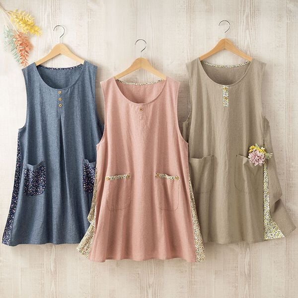 ルフラン（ルフラン）の「【３色組】毎日を彩る♪小花チュニックエプロン（エプロン）」｜詳細画像