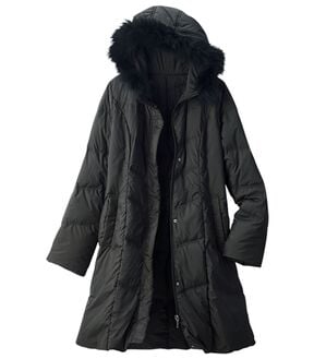 ルフラン（ルフラン）の「こだわりシルエットのファー付ダウン（ロングコート）」｜黒