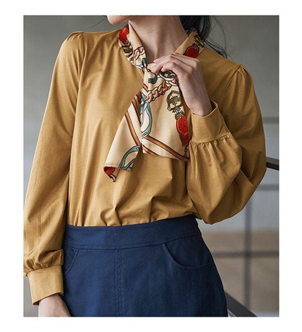 RANAN（ラナン）の「スカーフ付キレイ見えカットソーブラウス（ブラウス）」｜詳細画像