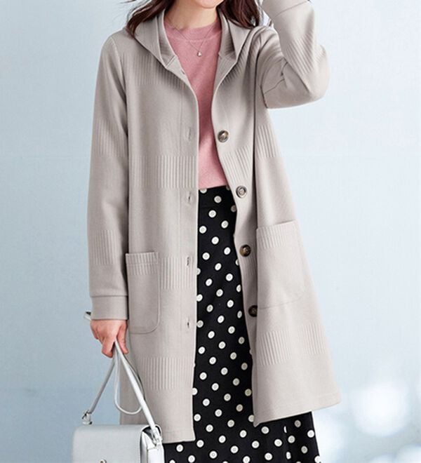 BELLUNA（ベルーナ）の「ボーダージャカード素材フードカーディガン（その他ジャケット）」｜詳細画像