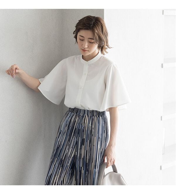 GeeRA（ジーラ）の「フレアー袖バンドカラーブラウス（ブラウス）」｜詳細画像