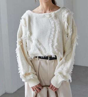 RANAN（ラナン）の「ニュアンスフリンジニット（ニット・セーター）」｜アイボリー