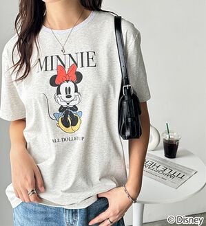 GeeRA（ジーラ）の「【Disney/ディズニー】別注/Mickey Mouse＆Minnie Mouse/ヴィンテージプリントTシャツ（カットソー）」｜ミニー&times;杢グレー